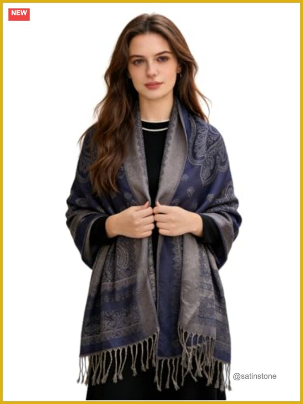 Oversized Cashmere Feel Pashmina Scarf Shawl Wrap with Tassels